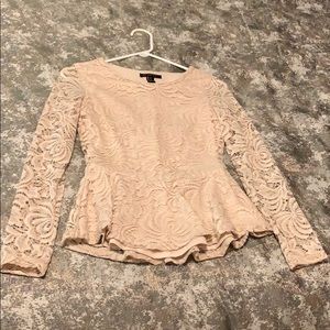 “Revamped” long sleeve peplum blouse